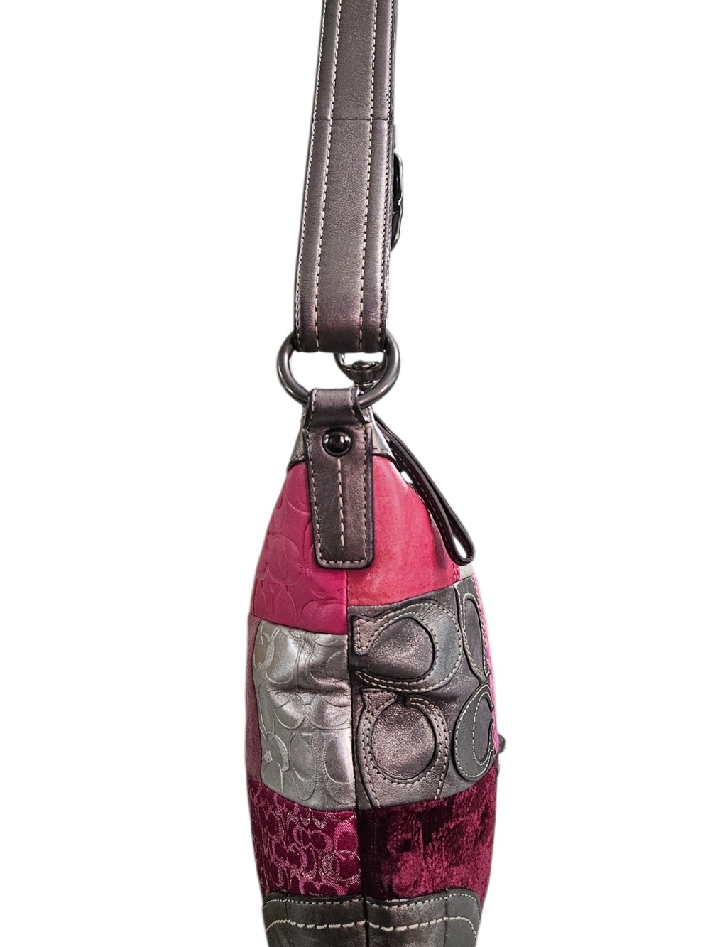 Coach Patchwork Shoulder Bag in Pink and Silver - Picture 8 of 14